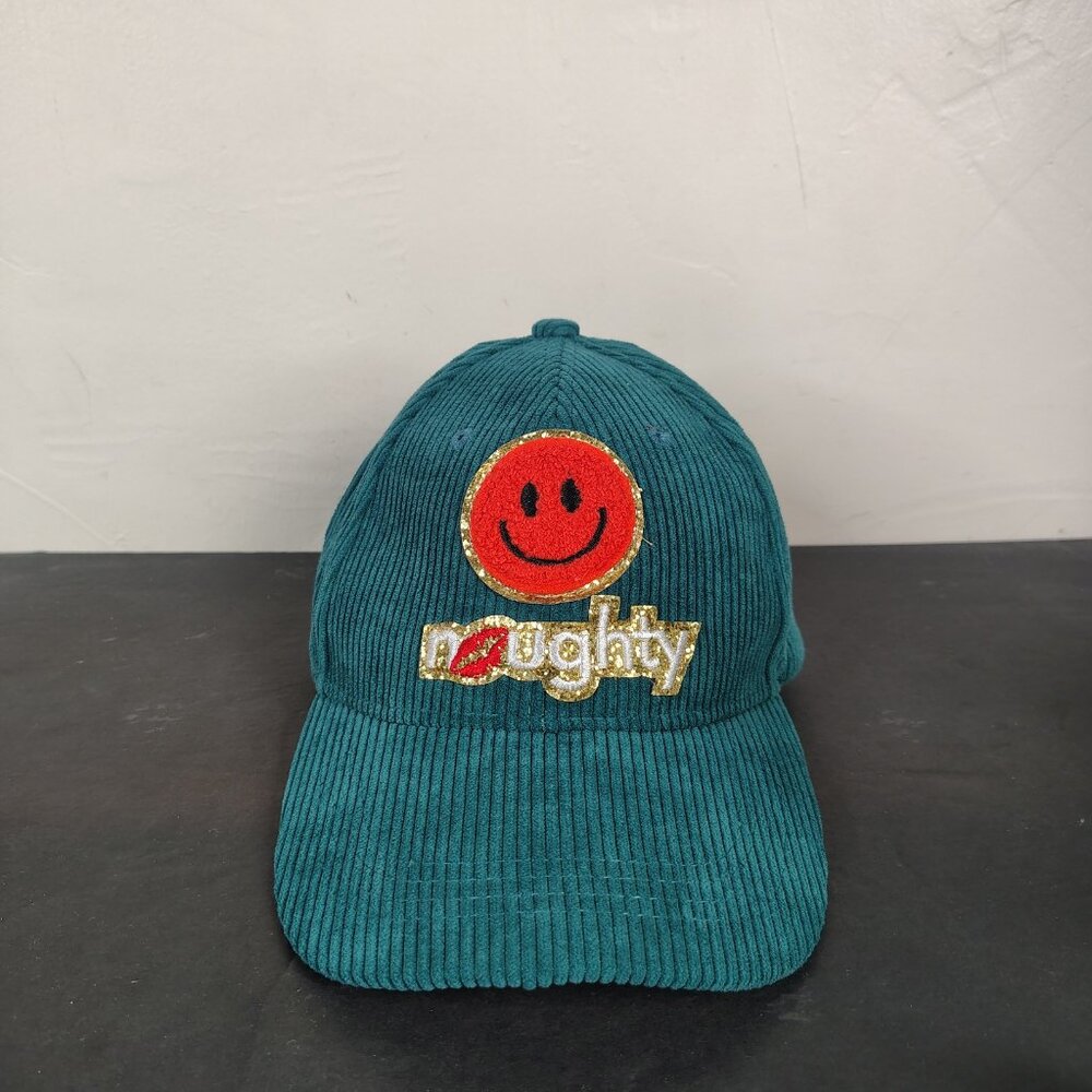Boyee Corduroy Naughty Hat Cap Snap Back Turquoise Smiley Face